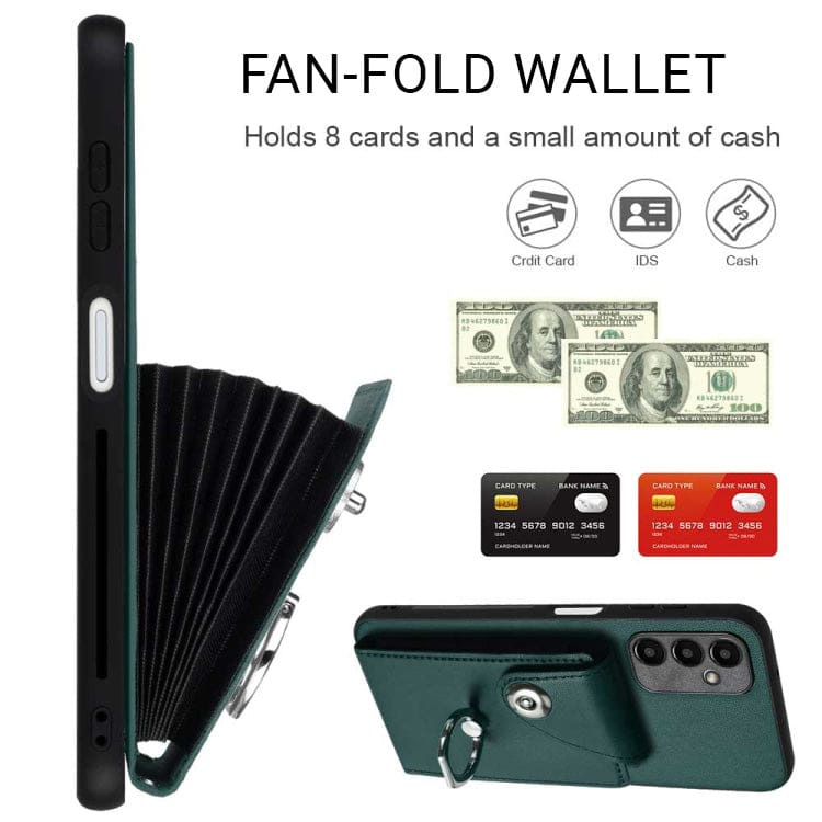 Samsung Galaxy A14 Rear 8 Card Wallet Cover with Ring/Stand - Image 4