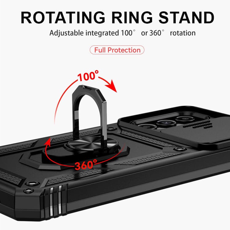 Samsung Galaxy A14 Sliding Camera Cover Protective Case with Ring/Stand - Image 5