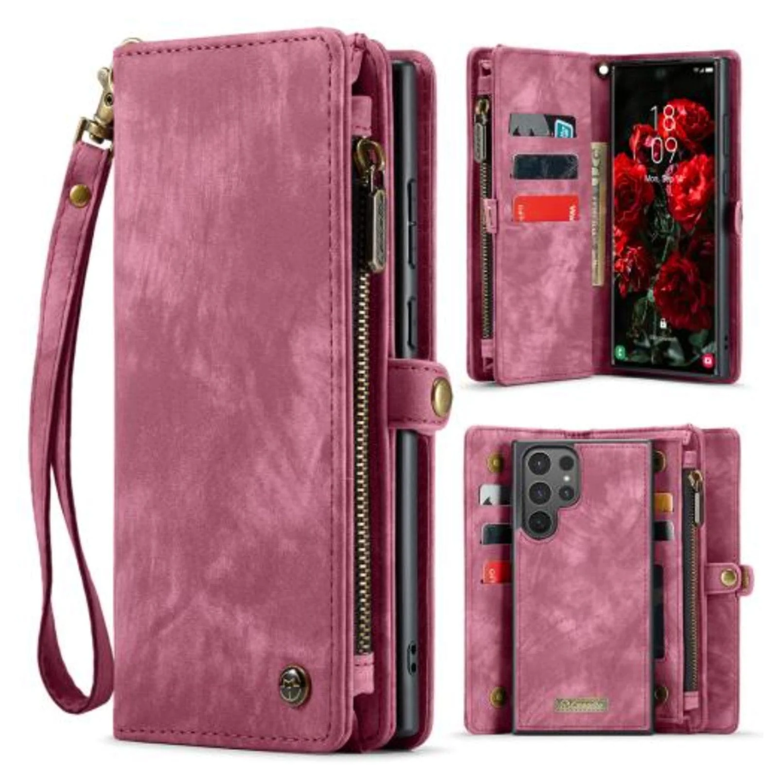 Samsung Galaxy A16 CaseMe 008 2-In-1 Wallet with Detachable Cover, 8 Card Slots + Zip Pocket