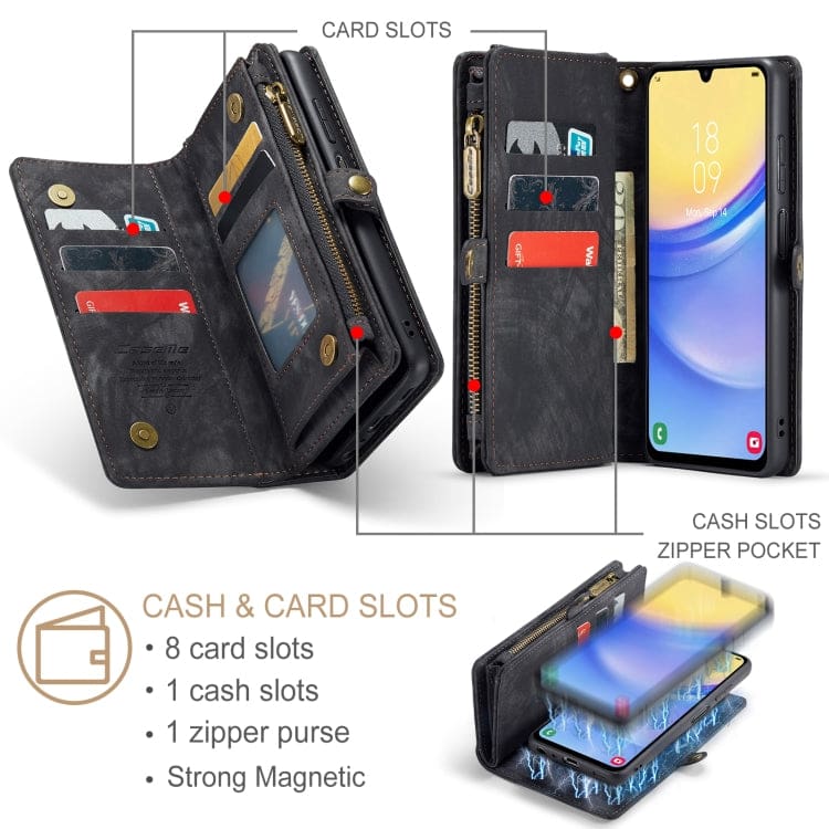 Samsung Galaxy A15 CaseMe 008 2-In-1 Wallet with Detachable Cover, 8 Card Slots + Zip Pocket - Image 6