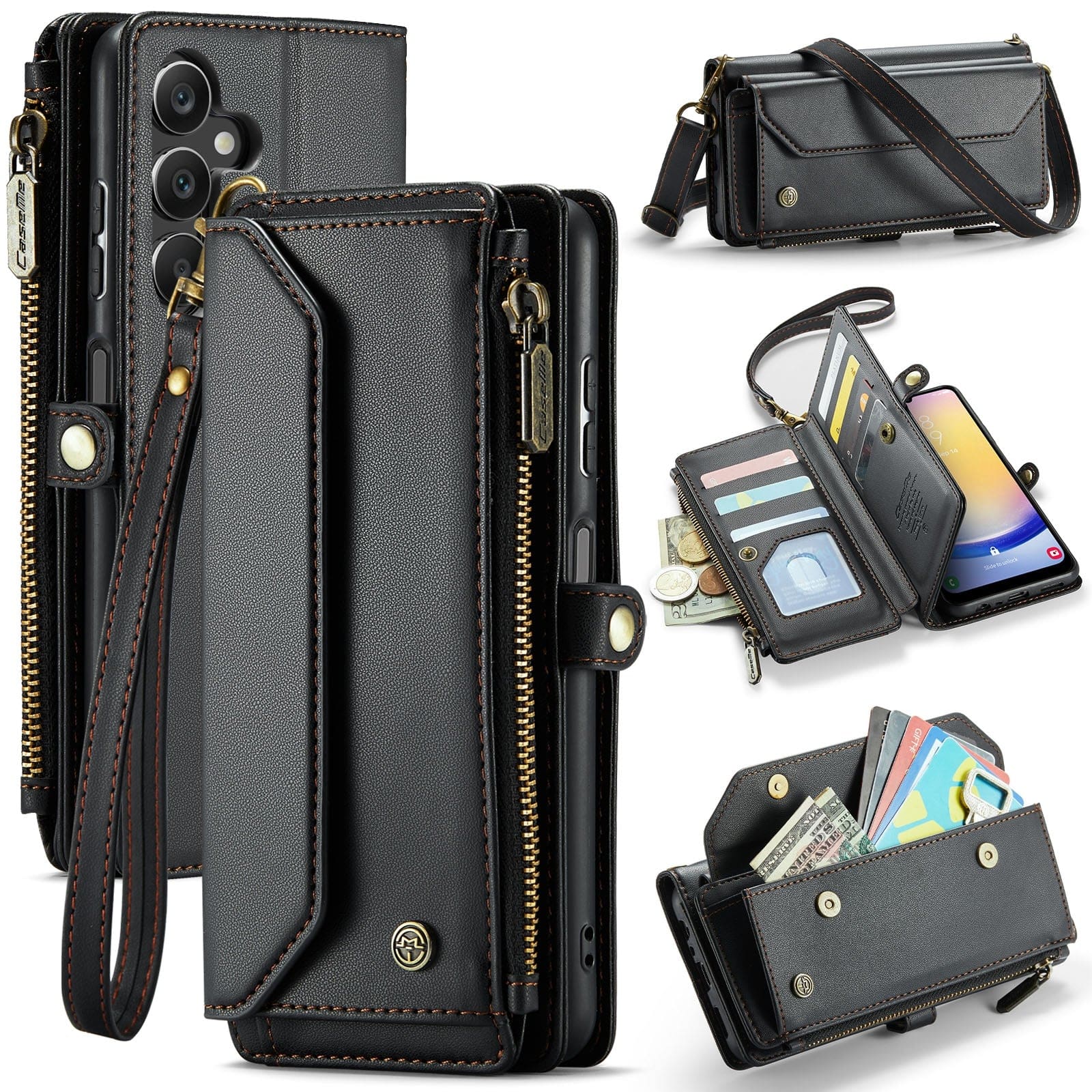Samsung Galaxy A25 5G CaseMe C36 Wallet, Multi-Card Slots, Cash Pocket, Zipped Wallet