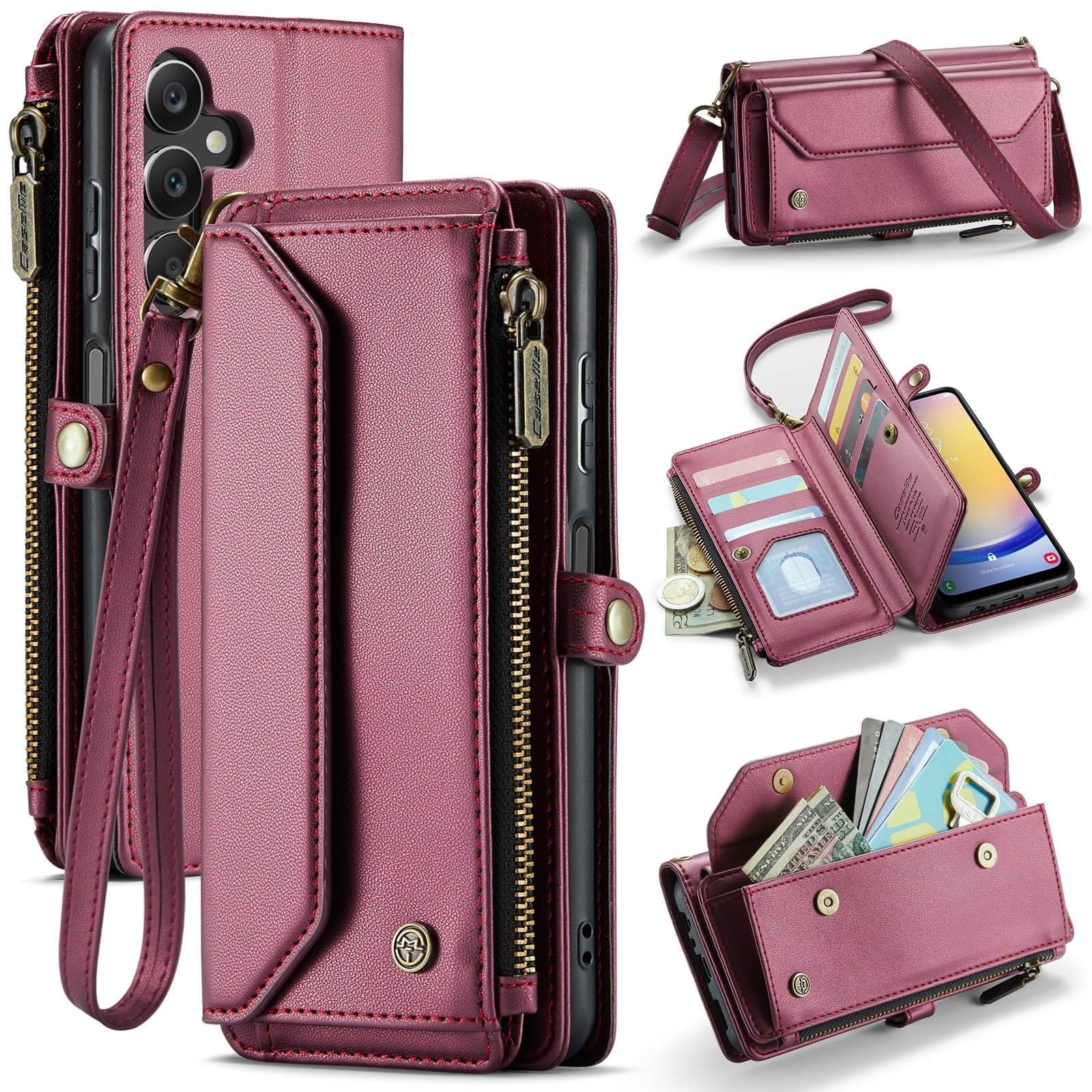Samsung Galaxy A25 5G CaseMe C36 Wallet, Multi-Card Slots, Cash Pocket, Zipped Wallet - Image 8