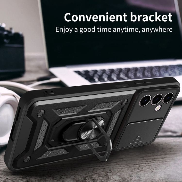 Samsung Galaxy A24 4G Sliding Camera Cover Protective Case with Ring/Stand - Image 5