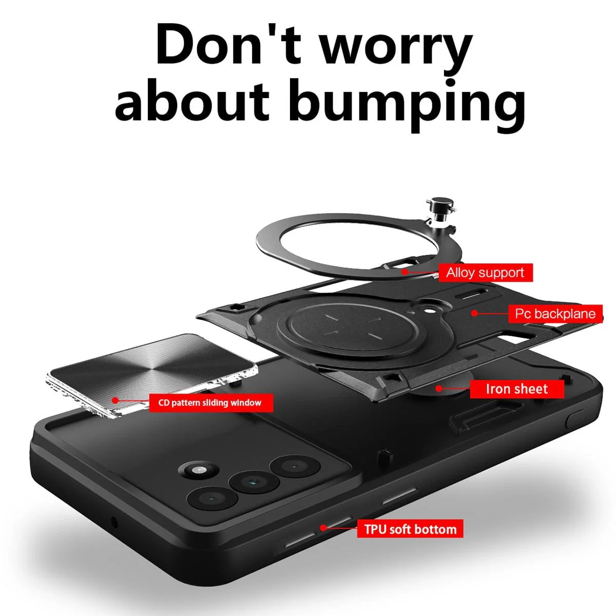 Samsung Galaxy A26 5G Sliding Camera Cover Protective Case with Ring/Stand - Image 5