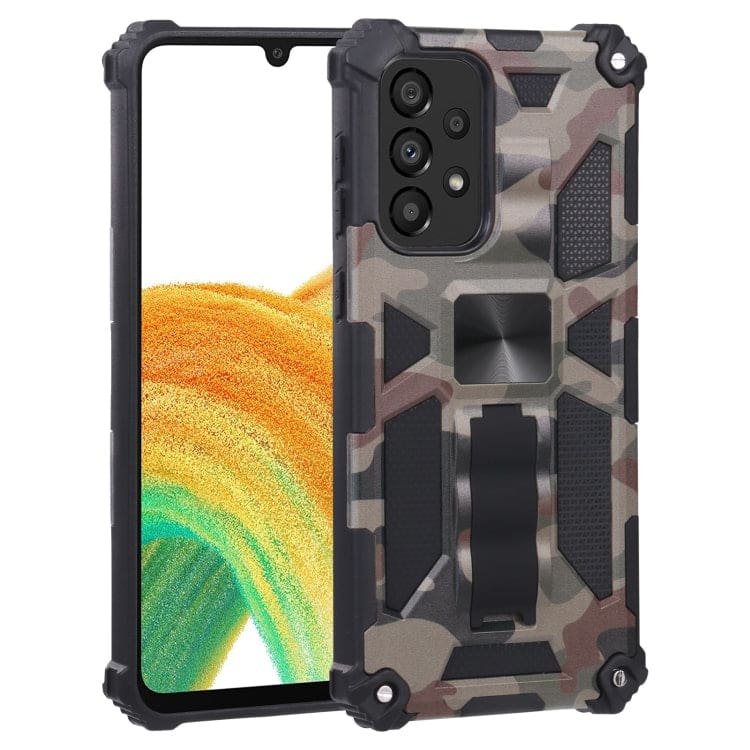 Samsung Galaxy A33 5G - Shockproof Camo Folding Stand Rugged Cover, Fold Away Stand