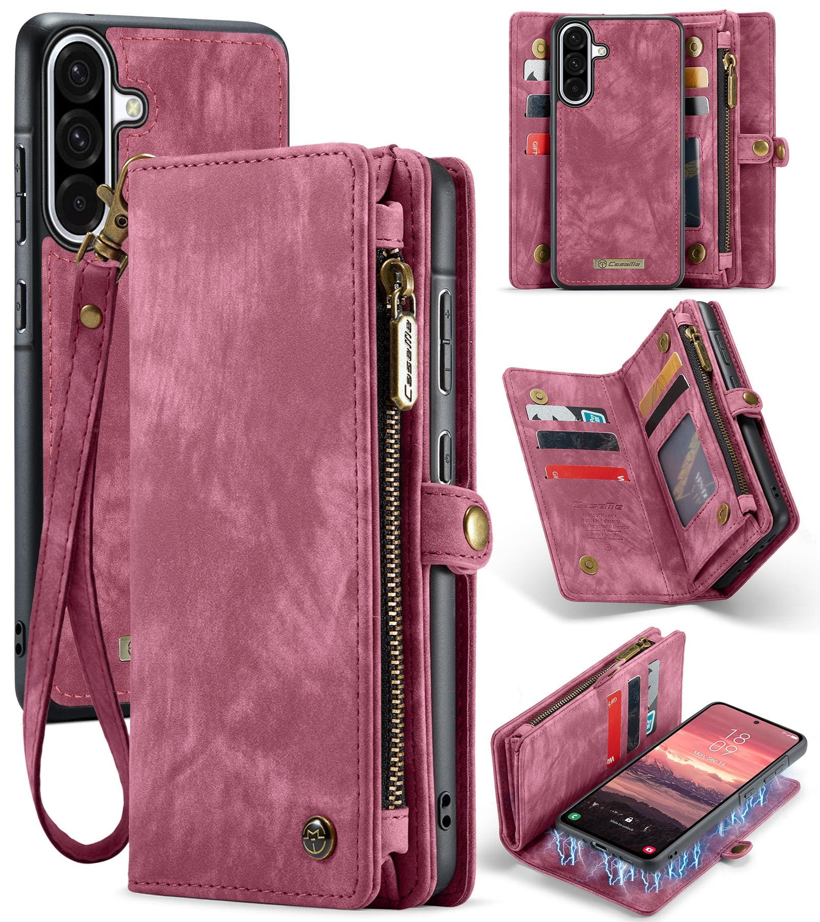 Samsung Galaxy A36 5G CaseMe 008 2-In-1 Wallet with Detachable Cover, 8 Card Slots + Zip Pocket