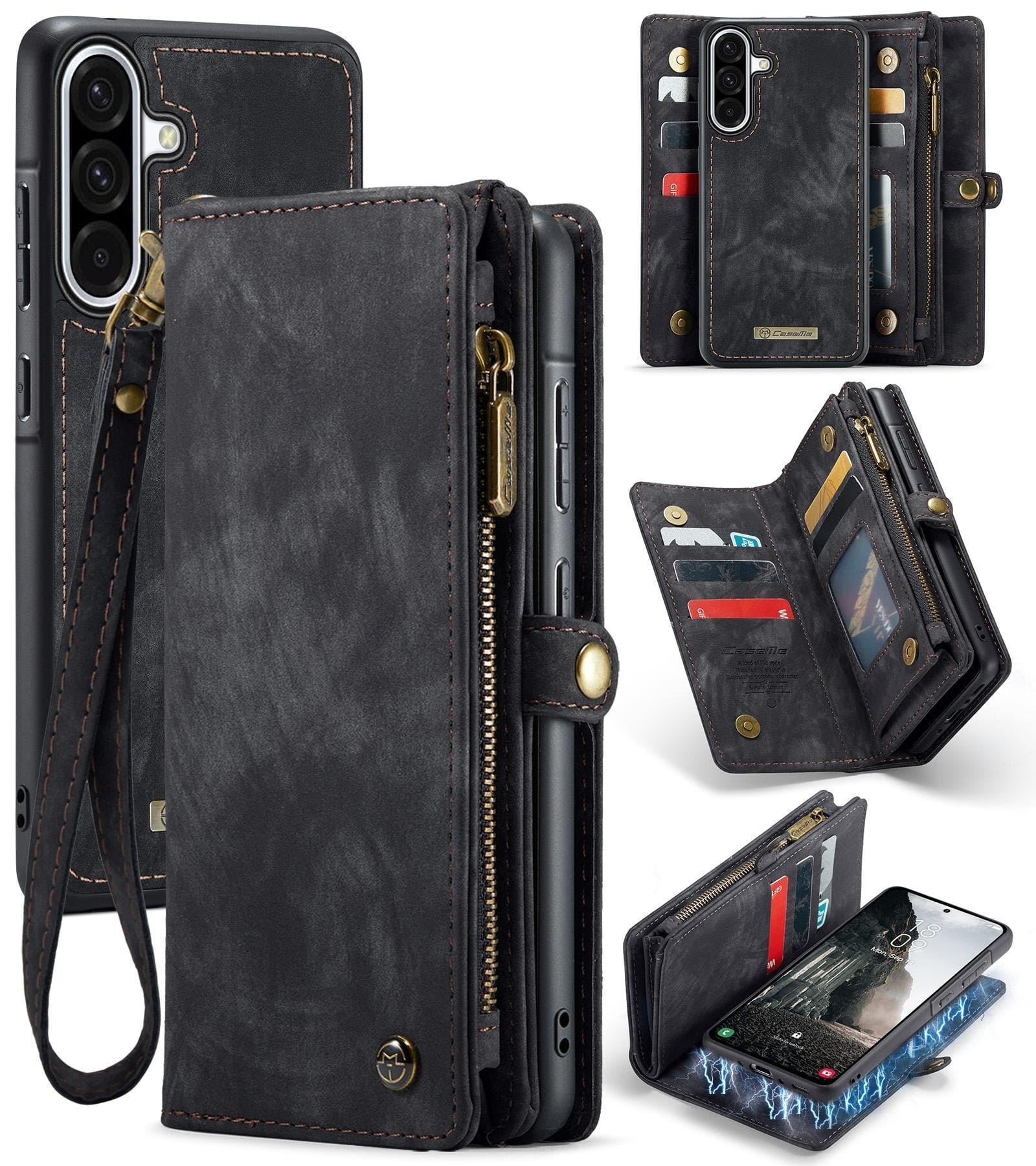 Samsung Galaxy A36 5G CaseMe 008 2-In-1 Wallet with Detachable Cover, 8 Card Slots + Zip Pocket - Image 9