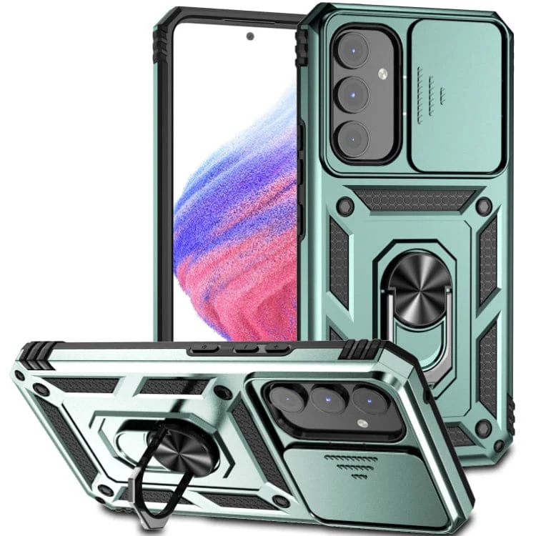 Samsung Galaxy A54 Armor Rugged Sliding Camera Cover with Metal Ring/Stand