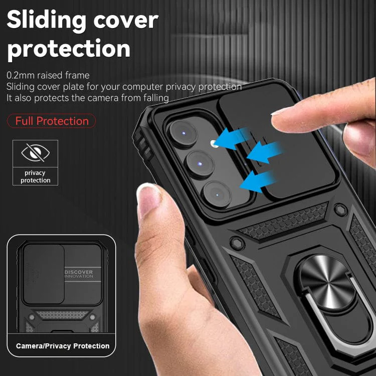 Samsung Galaxy A54 Armor Rugged Sliding Camera Cover with Metal Ring/Stand - Image 2