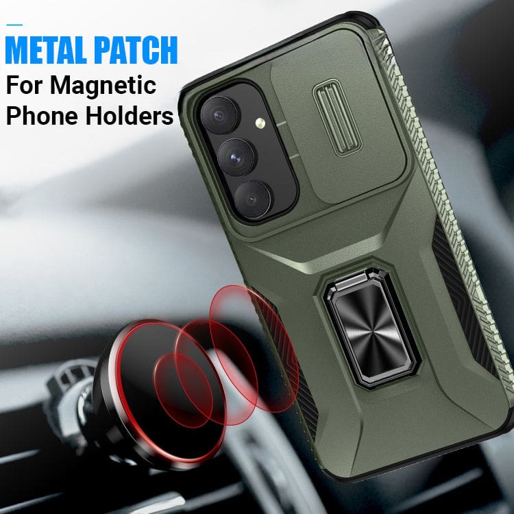 Samsung Galaxy A55 5G Armor Rugged Sliding Camera Cover with Metal Ring/Stand - Image 3