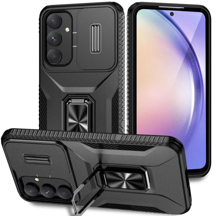 Samsung Galaxy A55 5G Armor Rugged Sliding Camera Cover with Metal Ring/Stand - Image 7