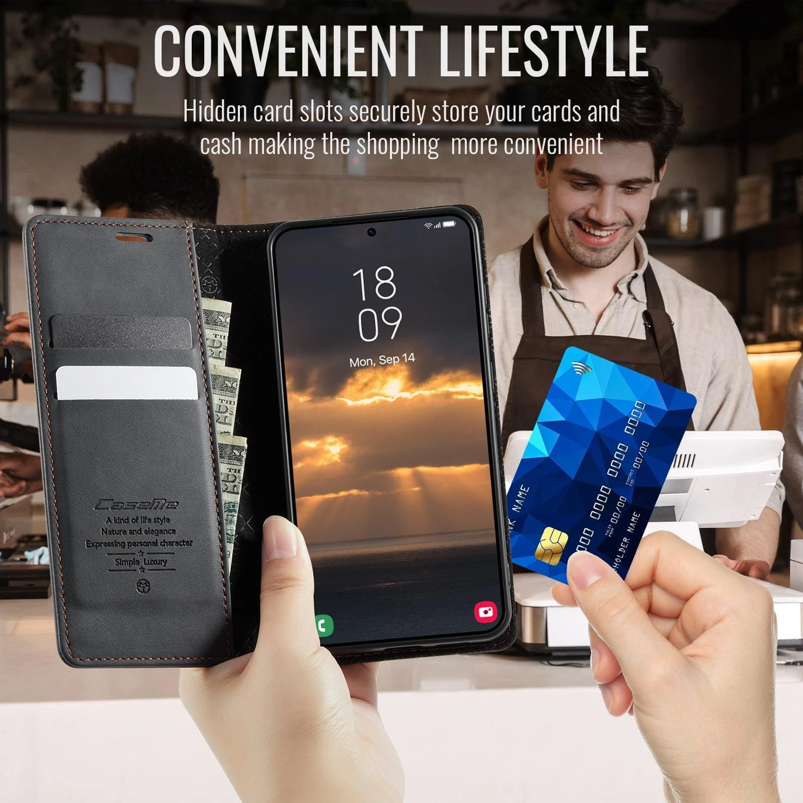 Samsung Galaxy A36 5G CaseMe 033 Wallet Flip Cover, RFID Protection, Card Holder - Image 6