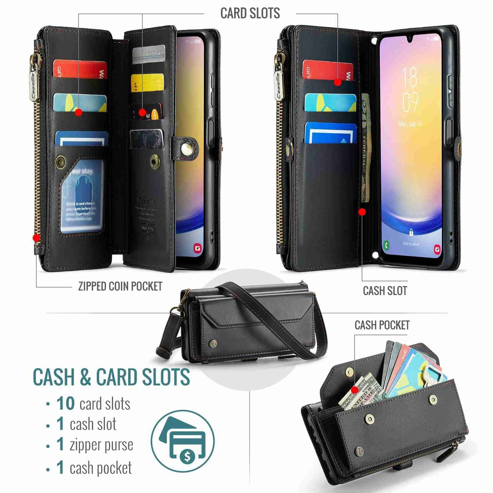 Samsung Galaxy A56 5G CaseMe C36 Wallet, Multi-Card Slots, Cash Pocket, Zipped Wallet - Image 3