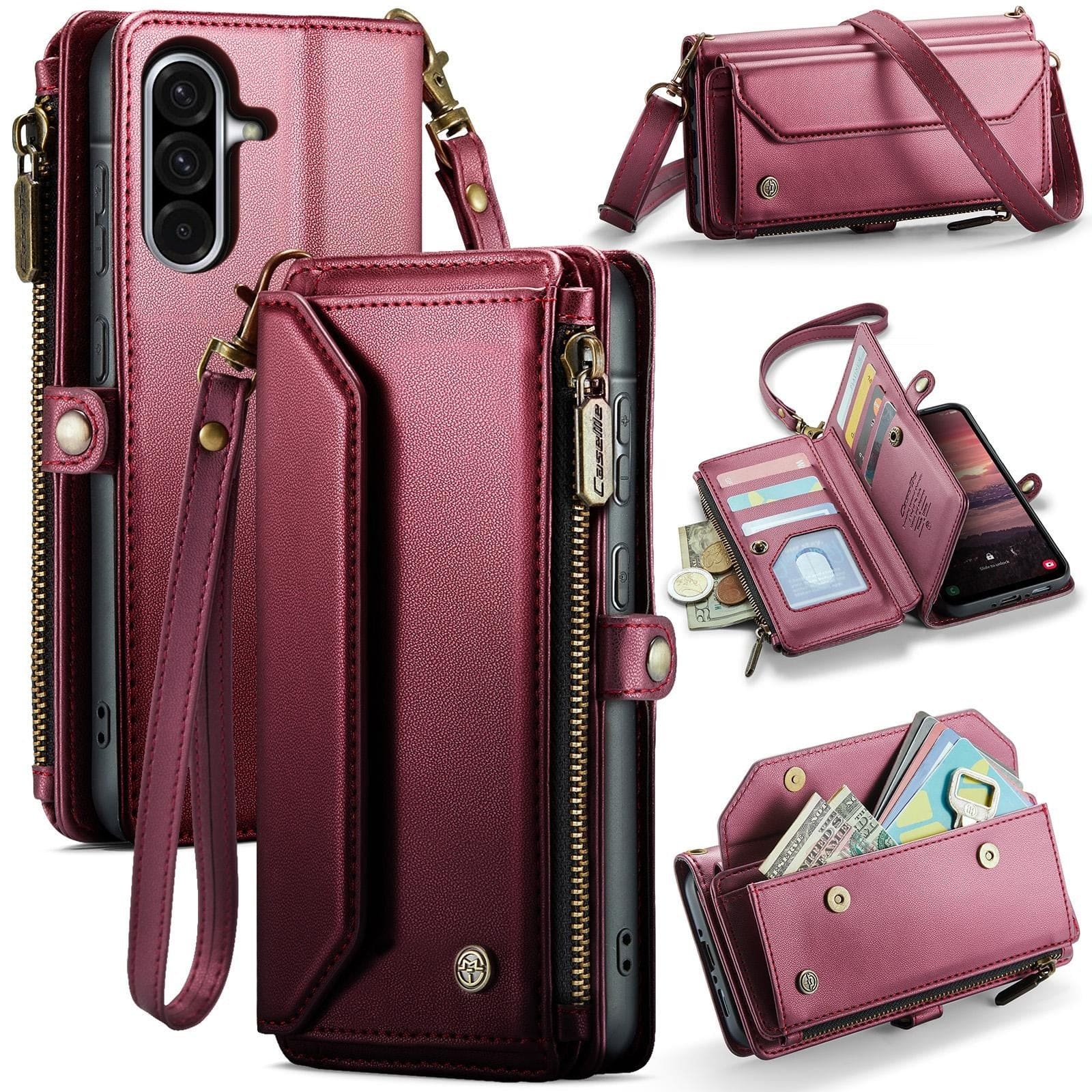 Samsung Galaxy A56 5G CaseMe C36 Wallet, Multi-Card Slots, Cash Pocket, Zipped Wallet - Image 9