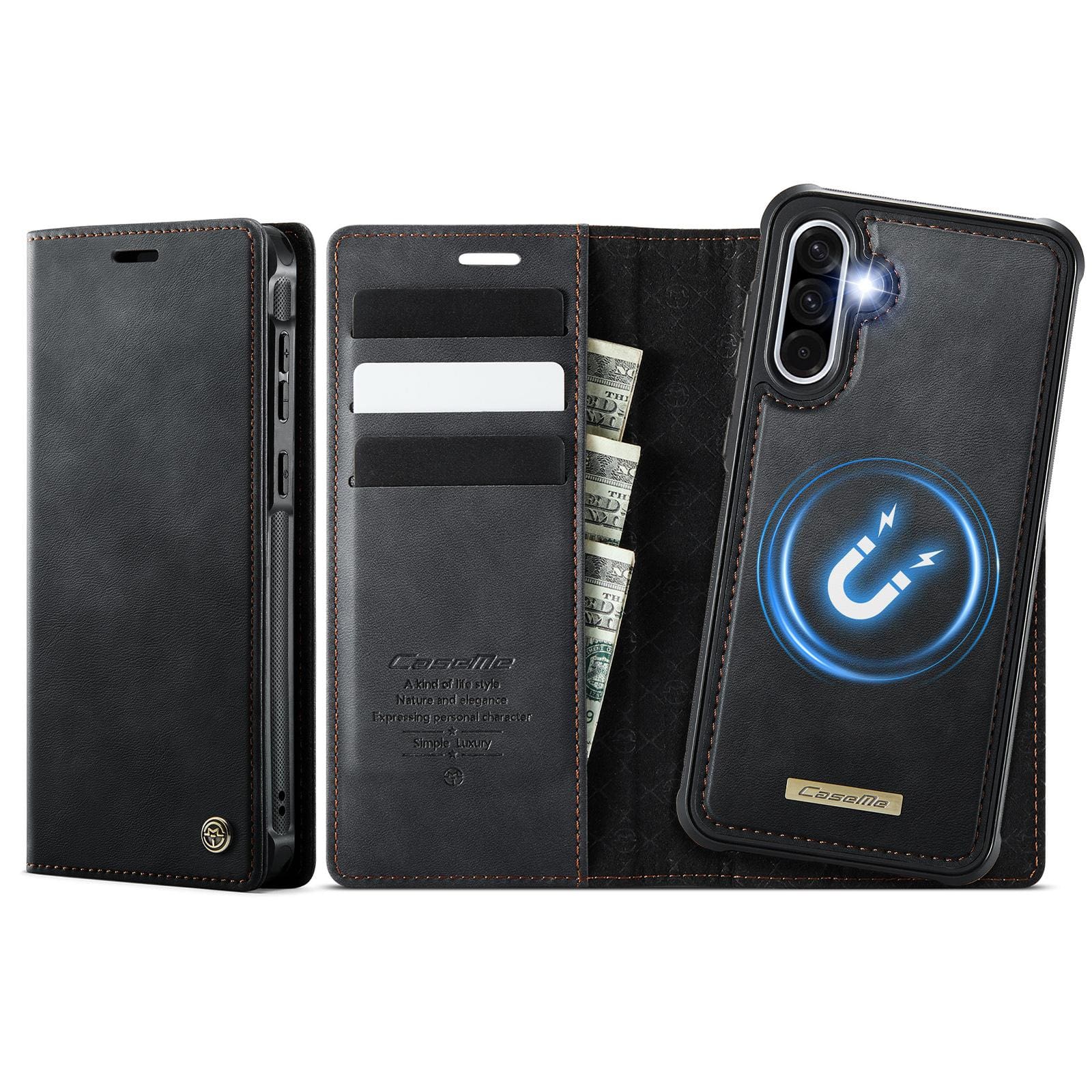 Samsung Galaxy A56 5G CaseMe C49 Detachable Flip Cover, RFID Protection, Card Holder - Image 2
