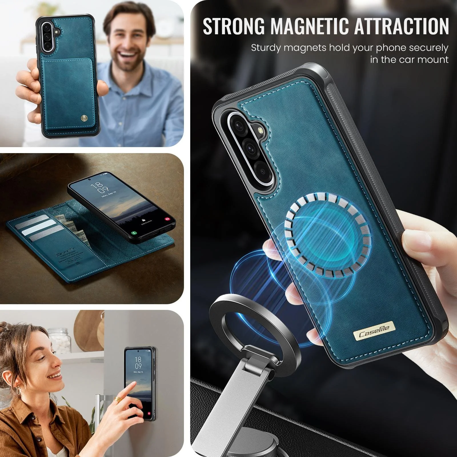 Samsung Galaxy A56 5G CaseMe C49 Detachable Flip Cover, RFID Protection, Card Holder - Image 5