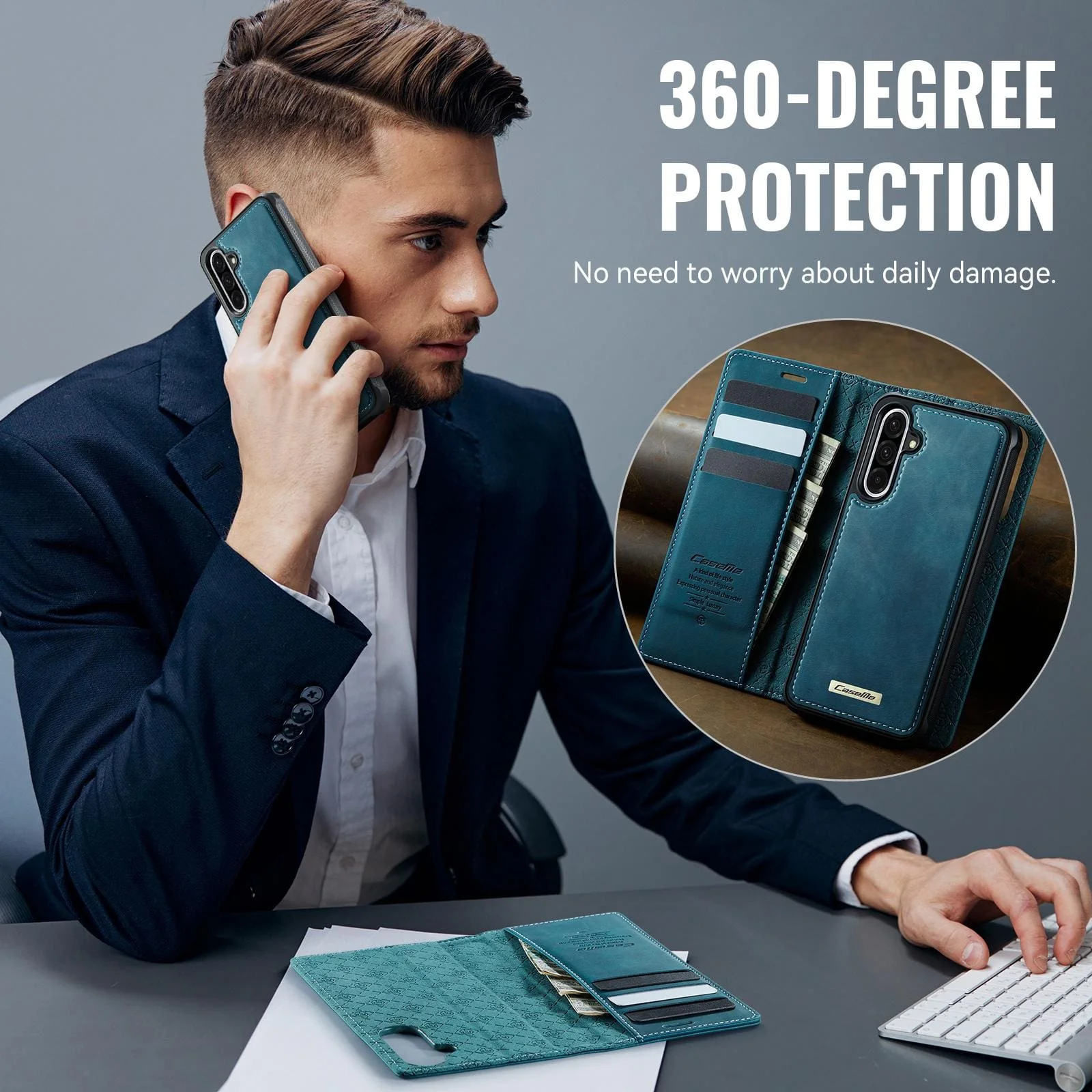 Samsung Galaxy A56 5G CaseMe C49 Detachable Flip Cover, RFID Protection, Card Holder - Image 7