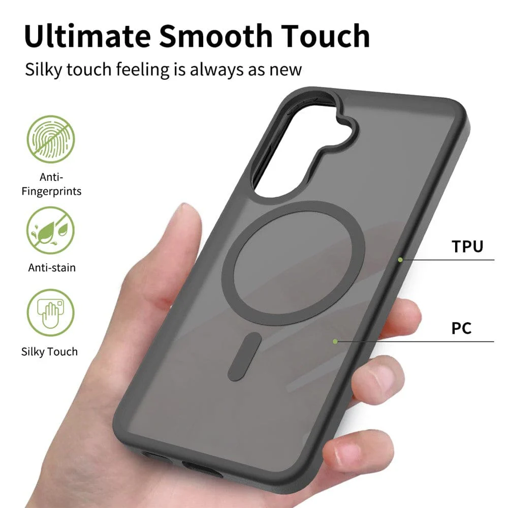 Samsung Galaxy A57 5G Matte Mag Ring Case | Anti-Fingerprint Translucent Black Cover - Image 2