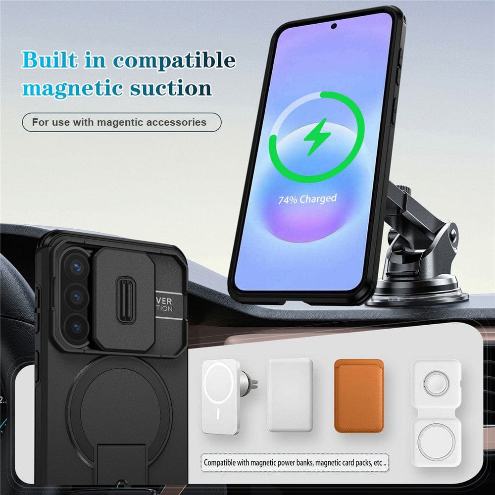 Samsung Galaxy A57 5G Rugged Case with Camera Slider | Mag Ring | Kickstand - Image 3