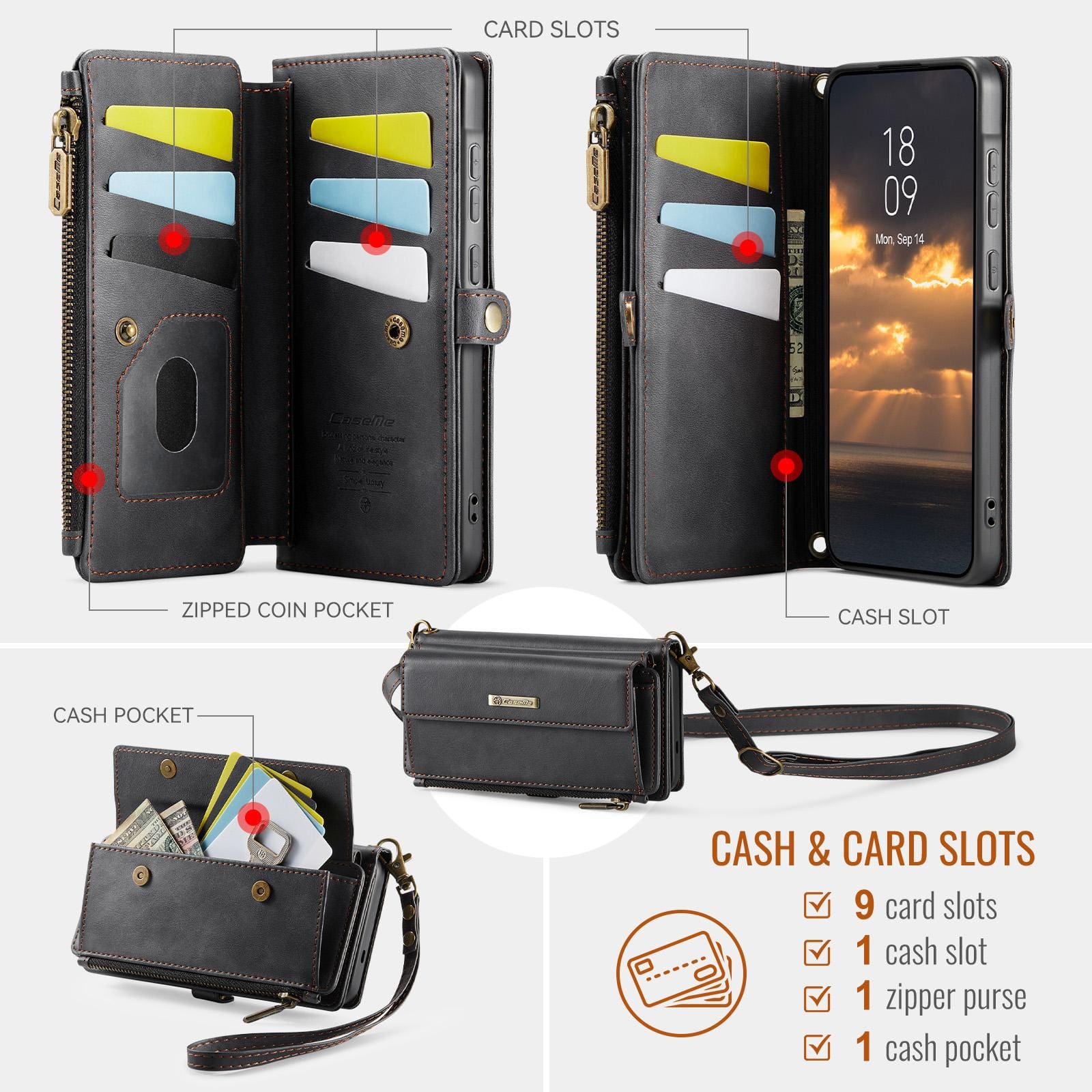 Samsung Galaxy A57 CaseMe C39 Series Premium Wallet – RFID Protection & Strap - Image 2