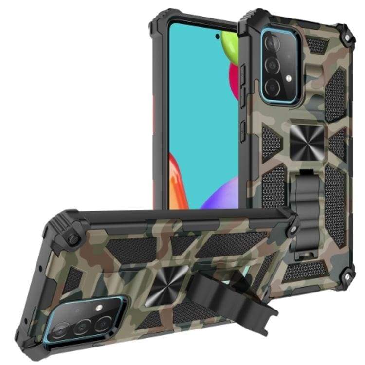 Samsung Galaxy A73 5G Shockproof Camo Folding Stand Rugged Cover, Fold Away Stand