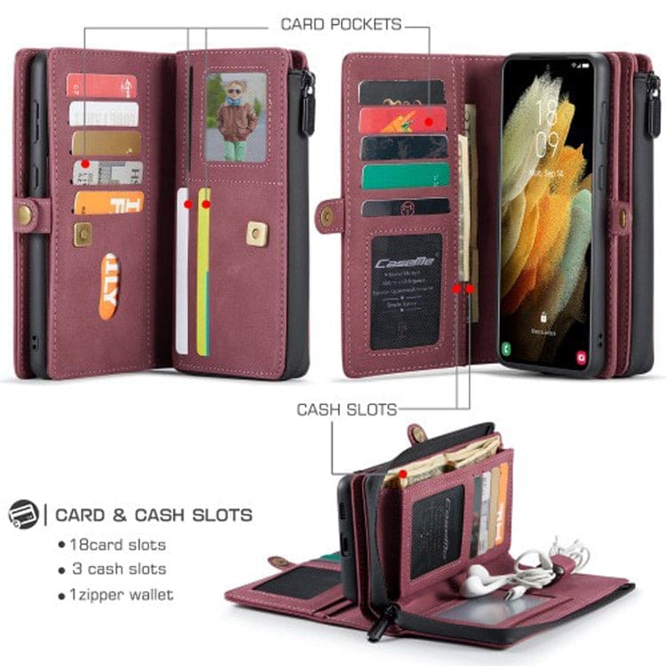 Samsung Galaxy S21+ 5G CaseMe 018 Detachable Wallet, 16 Card Slots, 2in1 Design - Image 3