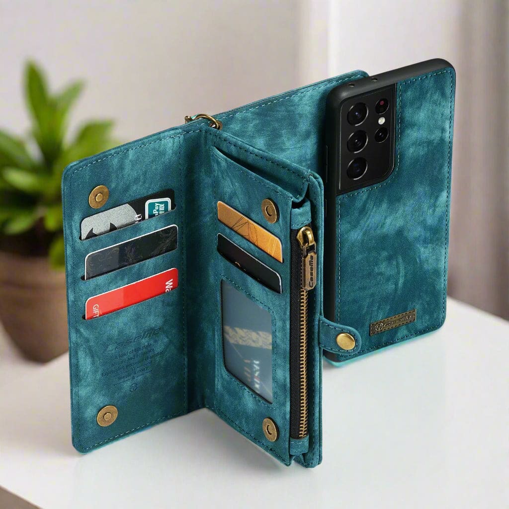 Samsung Galaxy S21 Ultra 5G CaseMe 008 2-In-1 Wallet with Detachable Cover, 8 Card Slots + Zip Pocket