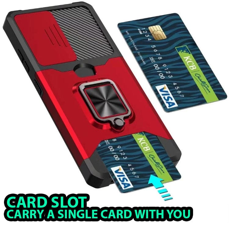 Samsung Galaxy S22 5G Protective Sliding Camera Cover, Metal Ring/Stand with Card Slot - Image 4