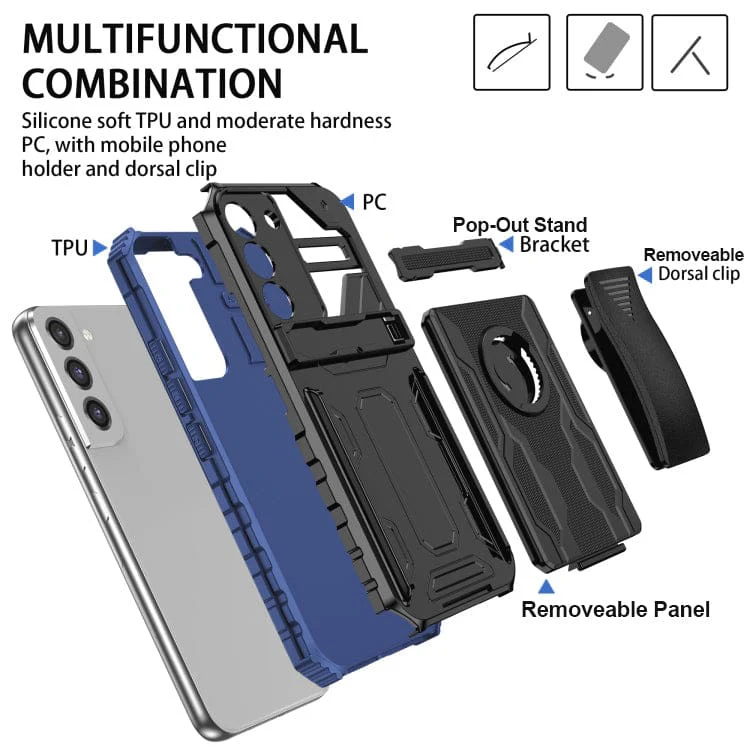 Samsung Galaxy S22 5G - Removeable Belt Clip Protective Rugged Cover, Fold Out Stand - Image 2