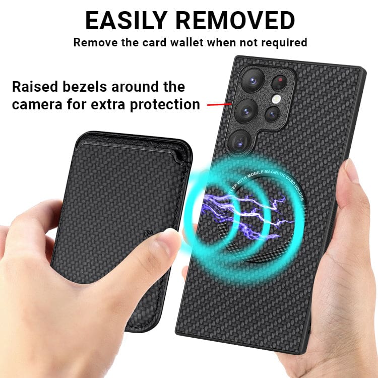 Samsung Galaxy S22 Carbon Magsafe Cover with Removable Card Wallet - Image 5