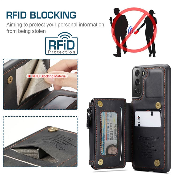 Samsung Galaxy S22 - CaseMe C20 Rear Zip Wallet Cover, Card Slots, RFID Blocking - Image 2