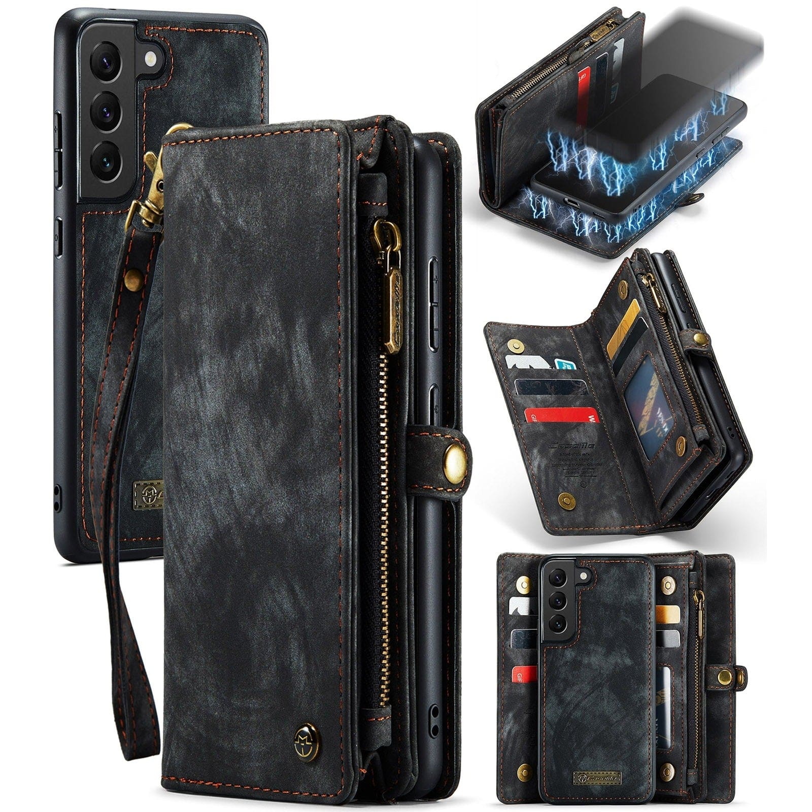 Samsung Galaxy S22+ CaseMe 008 2-In-1 Wallet with Detachable Cover, 8 Card Slots + Zip Pocket - Image 8