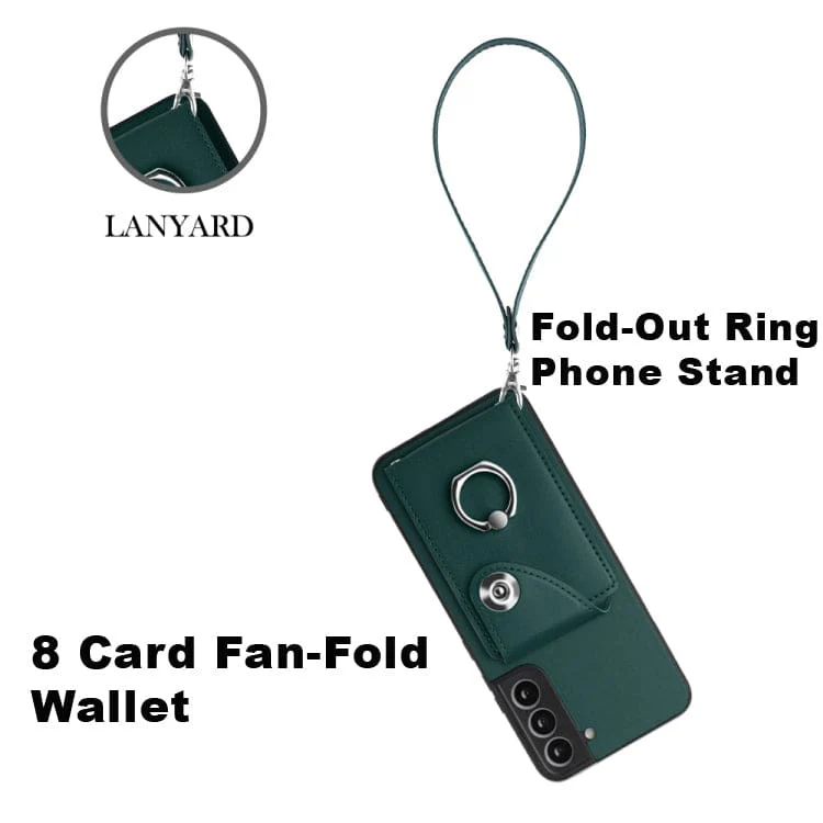 Samsung Galaxy S22 Rear 8 Card Wallet Cover with Ring/Stand - Image 3