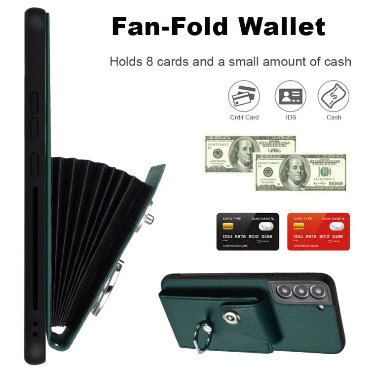 Samsung Galaxy S22 Rear 8 Card Wallet Cover with Ring/Stand - Image 4