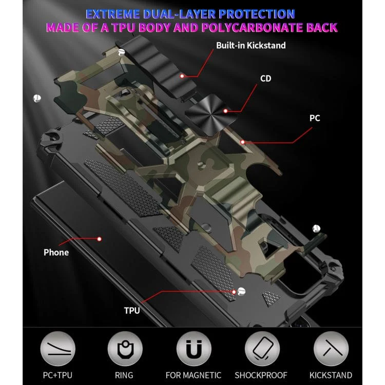 Samsung Galaxy S22 Shockproof Camo Folding Stand Rugged Cover - Image 5