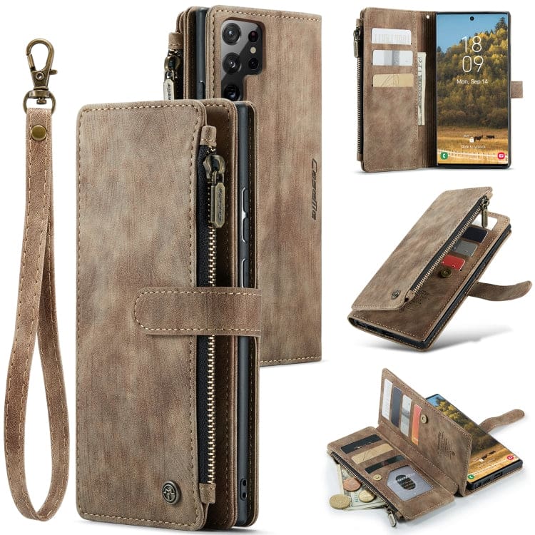 Samsung Galaxy S22 Ultra 5G CaseMe C30 Multifunction Wallet, Zip Pocket, 7 Card Slots