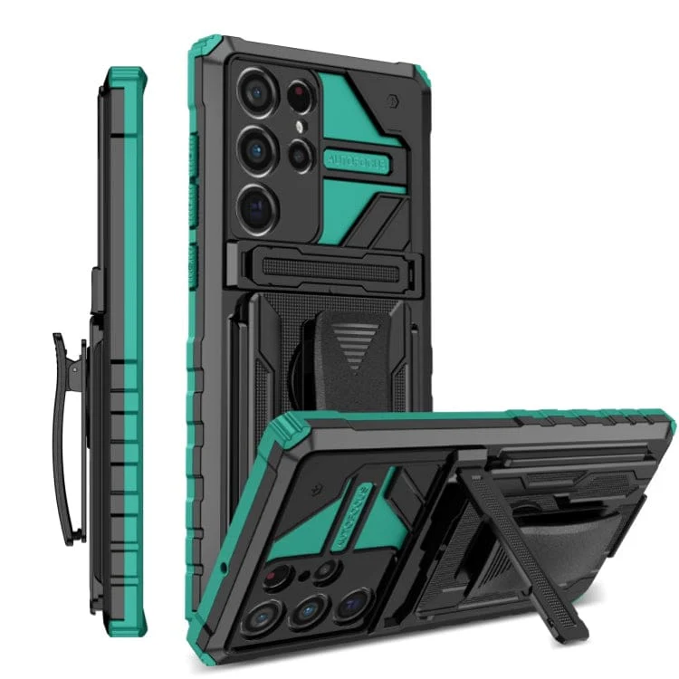 Samsung Galaxy S22 Ultra 5G Removeable Belt Clip Protective Rugged Cover, Fold Out Stand