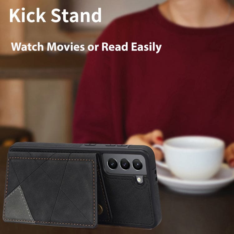 Samsung Galaxy S22 Ultra 5G - Rhombus Shockproof Protective Case with Rear Wallet, Card Holder - Image 6