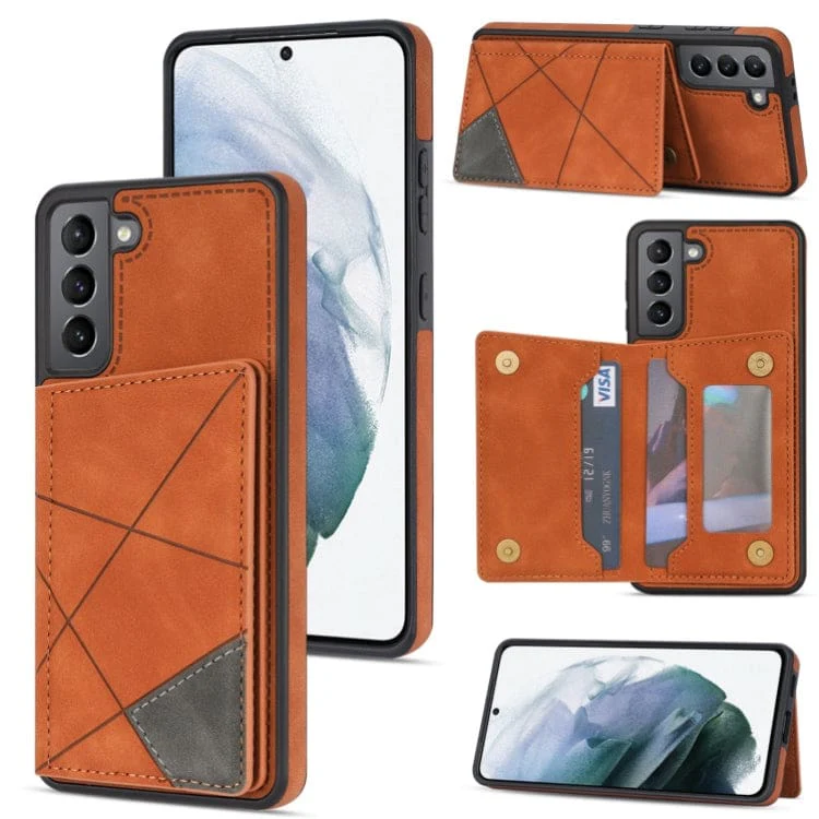 Samsung Galaxy S22 Ultra 5G - Rhombus Shockproof Protective Case with Rear Wallet, Card Holder - Image 8