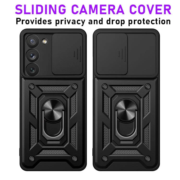 Samsung Galaxy S23 5G Rugged Protective Cover, Sliding Camera Cover, Metal Ring/Stand - Image 2