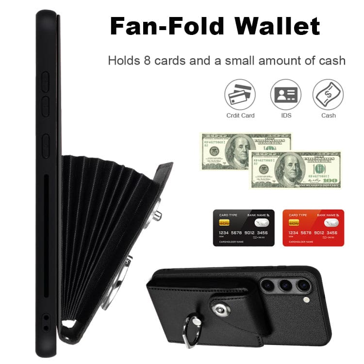 Samsung Galaxy S23+ Rear 8 Card Wallet Cover with Ring/Stand - Image 4