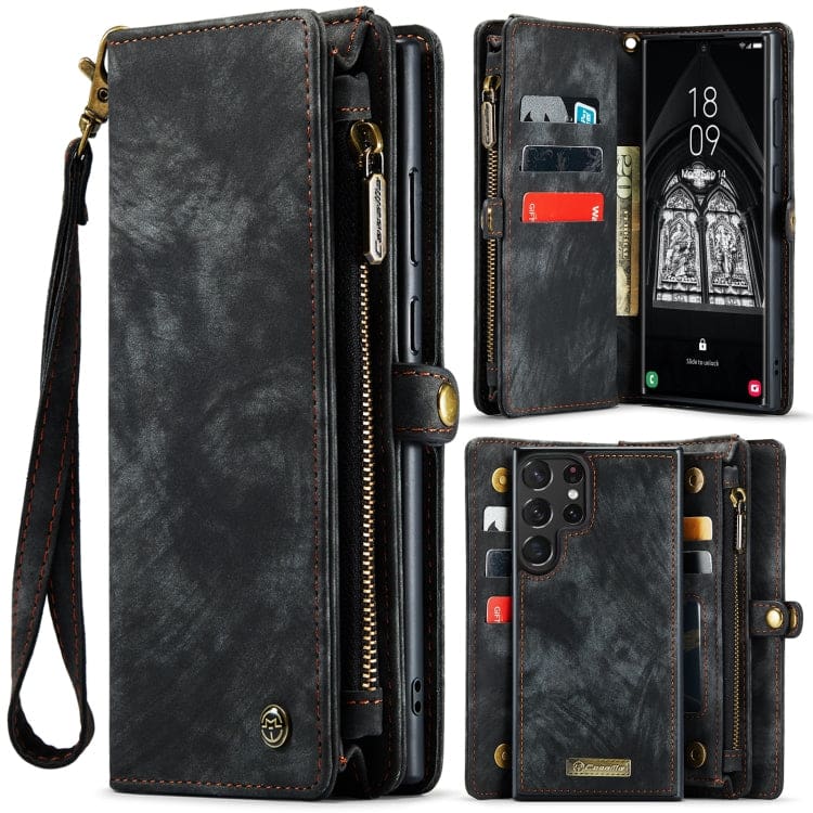 Samsung Galaxy S23 Ultra 5G CaseMe 008 2-In-1 Wallet with Detachable Cover, 8 Card Slots + Zip Pocket