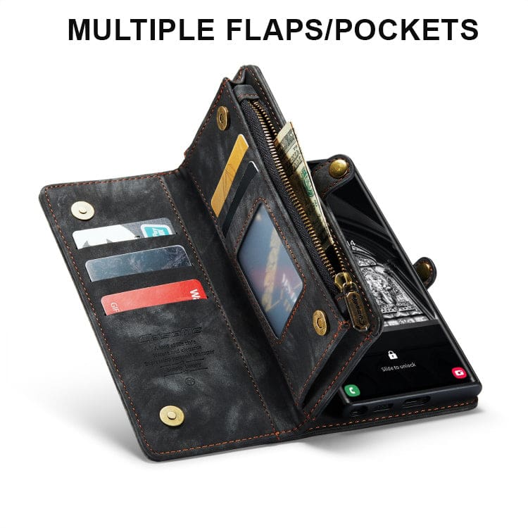 Samsung Galaxy S23 Ultra 5G CaseMe 008 2-In-1 Wallet with Detachable Cover, 8 Card Slots + Zip Pocket - Image 3