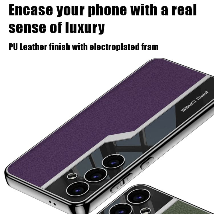 Samsung Galaxy S24+ 5G GKK Rigid Leather Electroplated Cover - Image 2