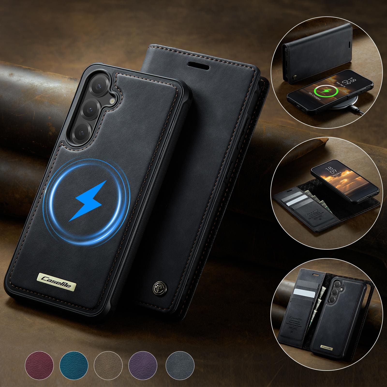 Samsung Galaxy S24 Ultra CaseMe C49 Detachable Flip Cover, RFID Protection, Card Holder - Image 11