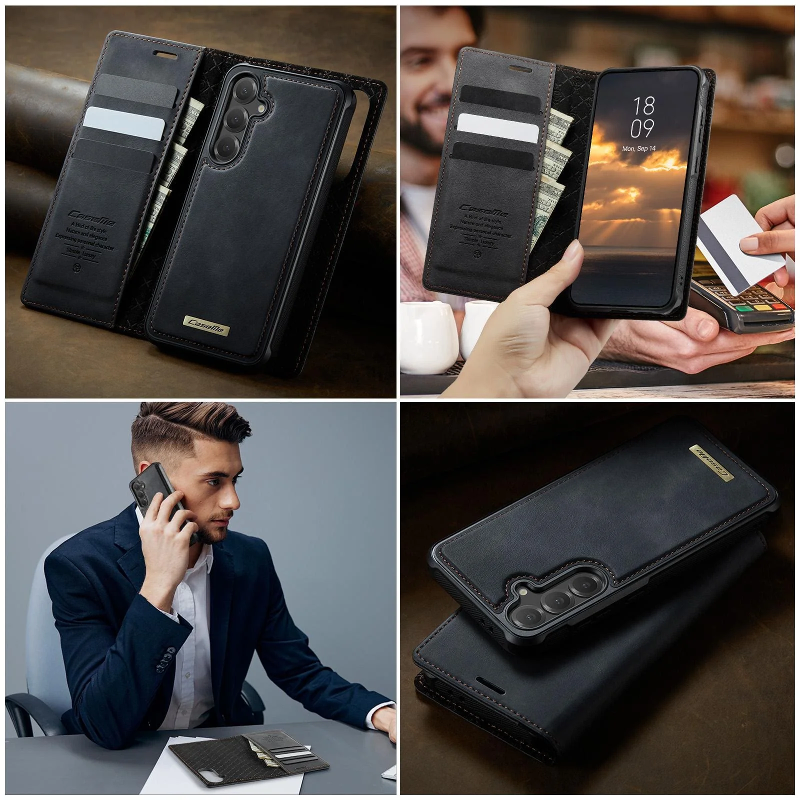 Samsung Galaxy S24 Ultra CaseMe C49 Detachable Flip Cover, RFID Protection, Card Holder - Image 12