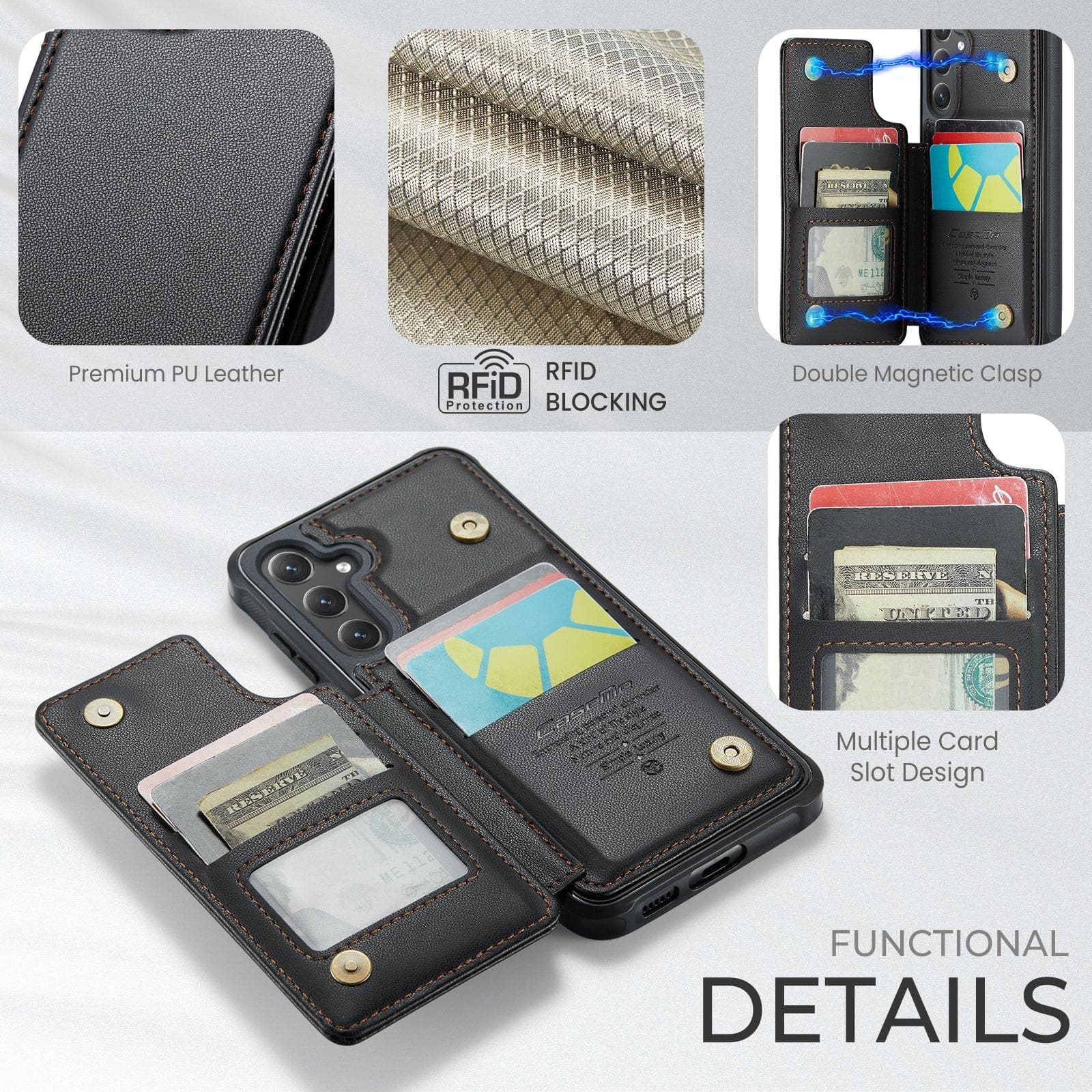 Samsung Galaxy S24+ / S25+ CaseMe C22 Rear Wallet Cover with Card Slots - Image 3