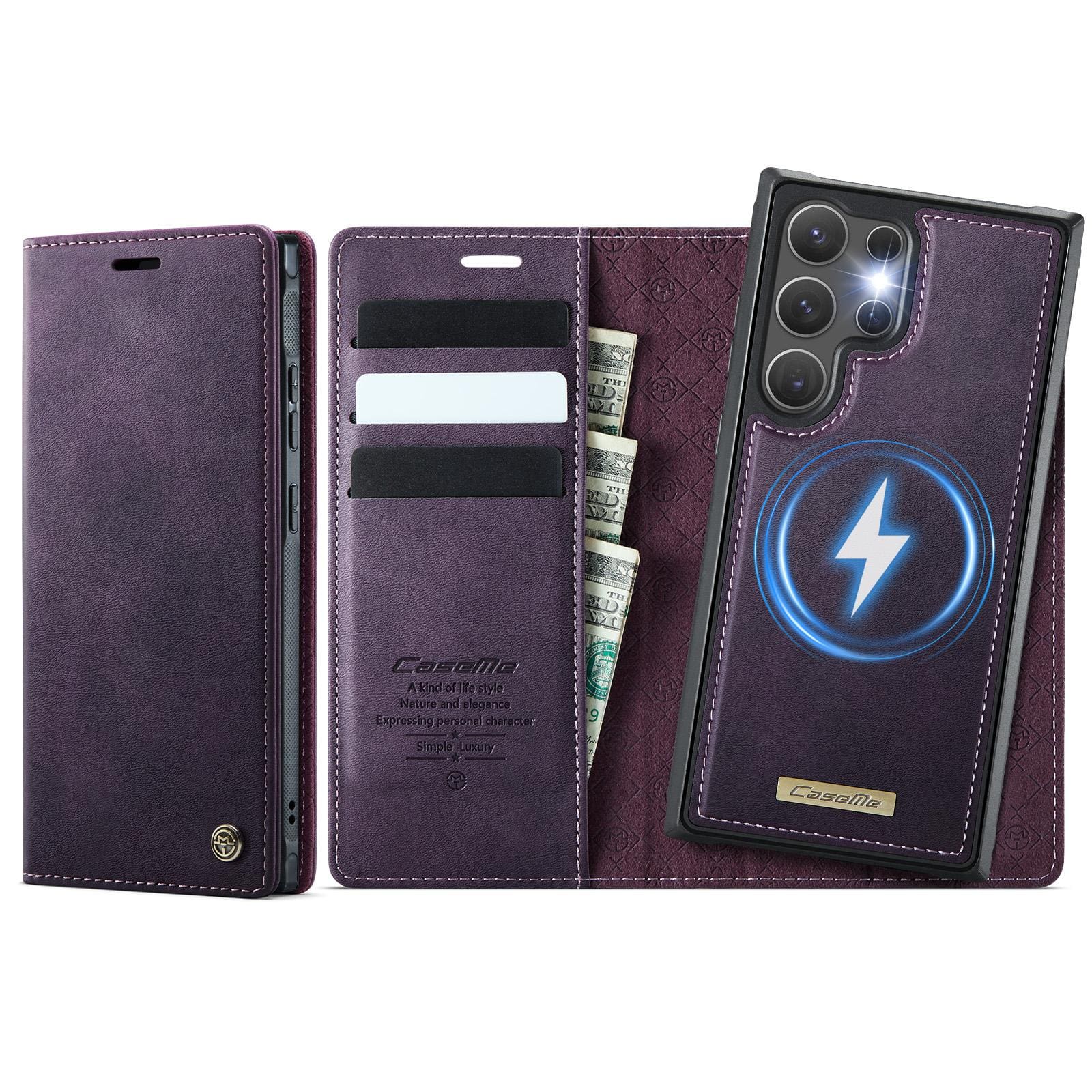 Samsung Galaxy S24 Ultra CaseMe C49 Detachable Flip Cover, RFID Protection, Card Holder - Image 13