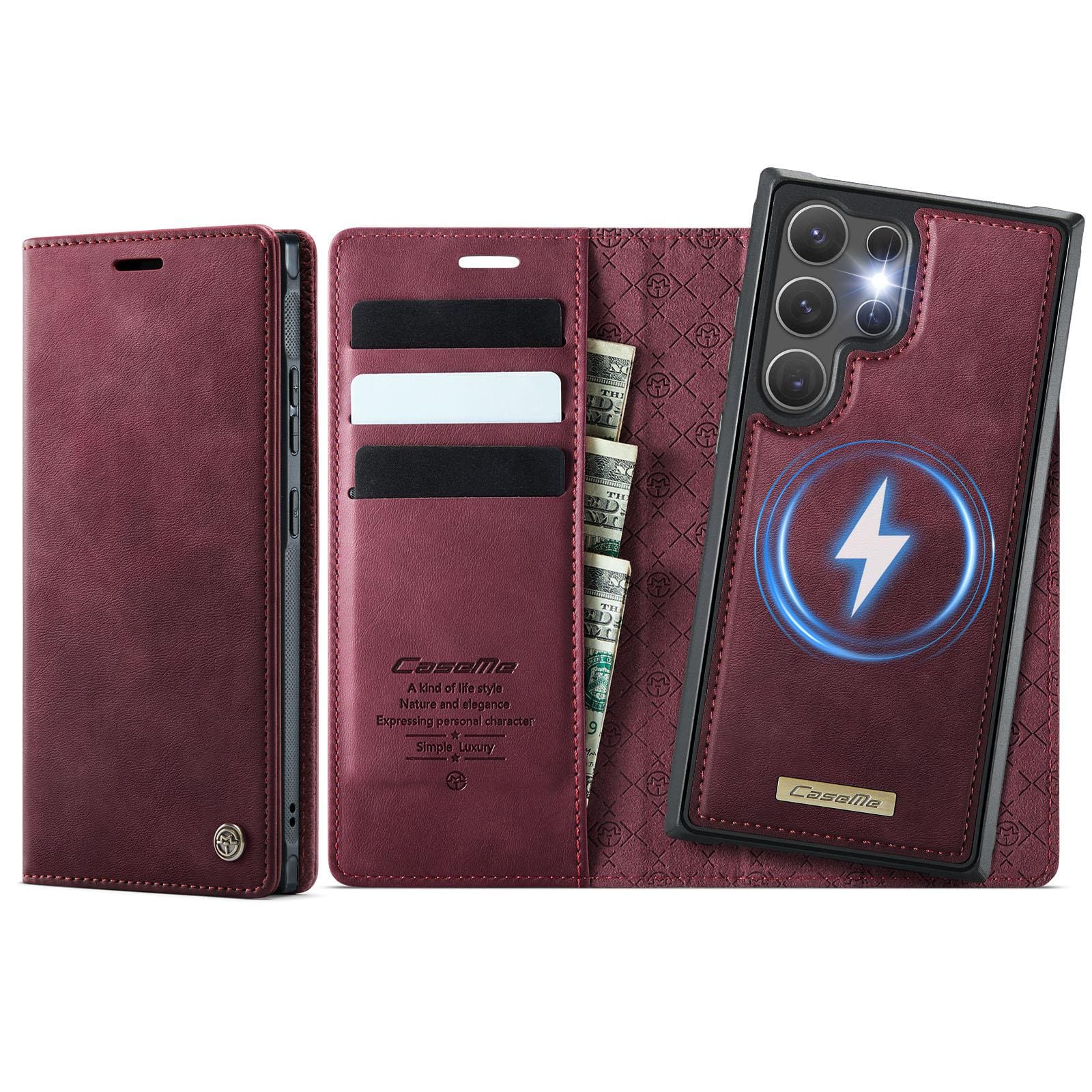 Samsung Galaxy S24 Ultra CaseMe C49 Detachable Flip Cover, RFID Protection, Card Holder - Image 14