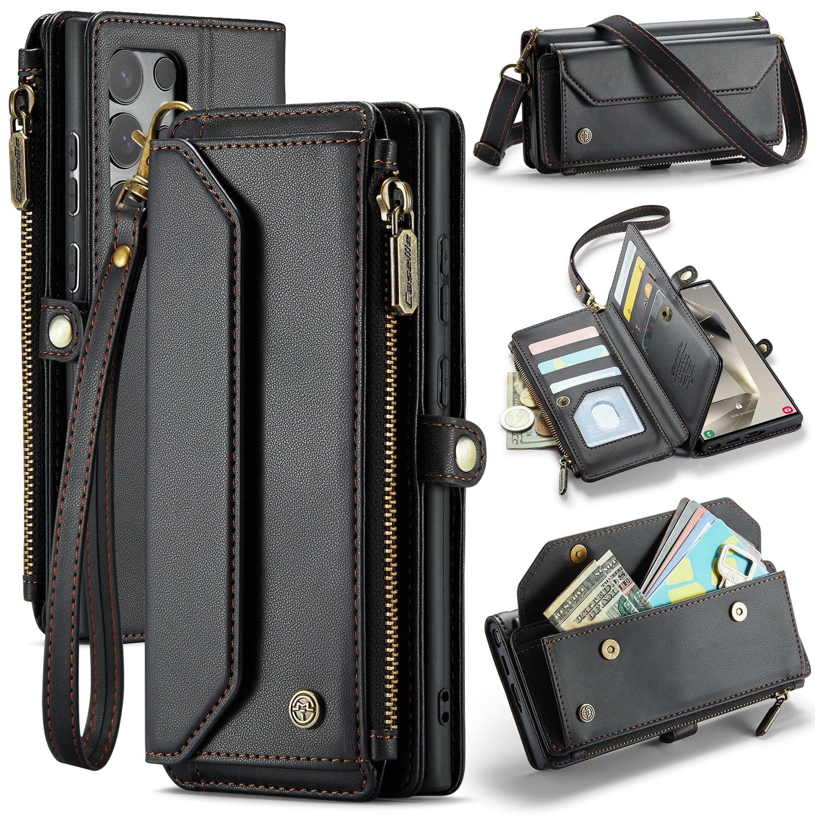 Samsung Galaxy S24 Ultra 5G CaseMe C36 Wallet, Multi-Card Slots, Cash Pocket, Zipped Wallet